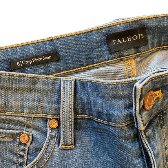 Talbots Women's Crop Flare Blue Jeans Medium Wash Size 8 - Picture 2 of 6